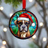 Boxer in Santa Hat Suncatcher Decoration